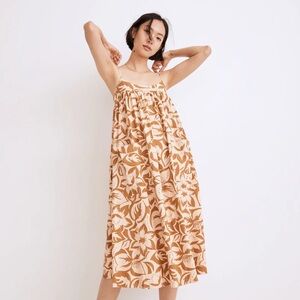 Madewell Linen-Blend Cami Midi Dress in Tropicale Floral